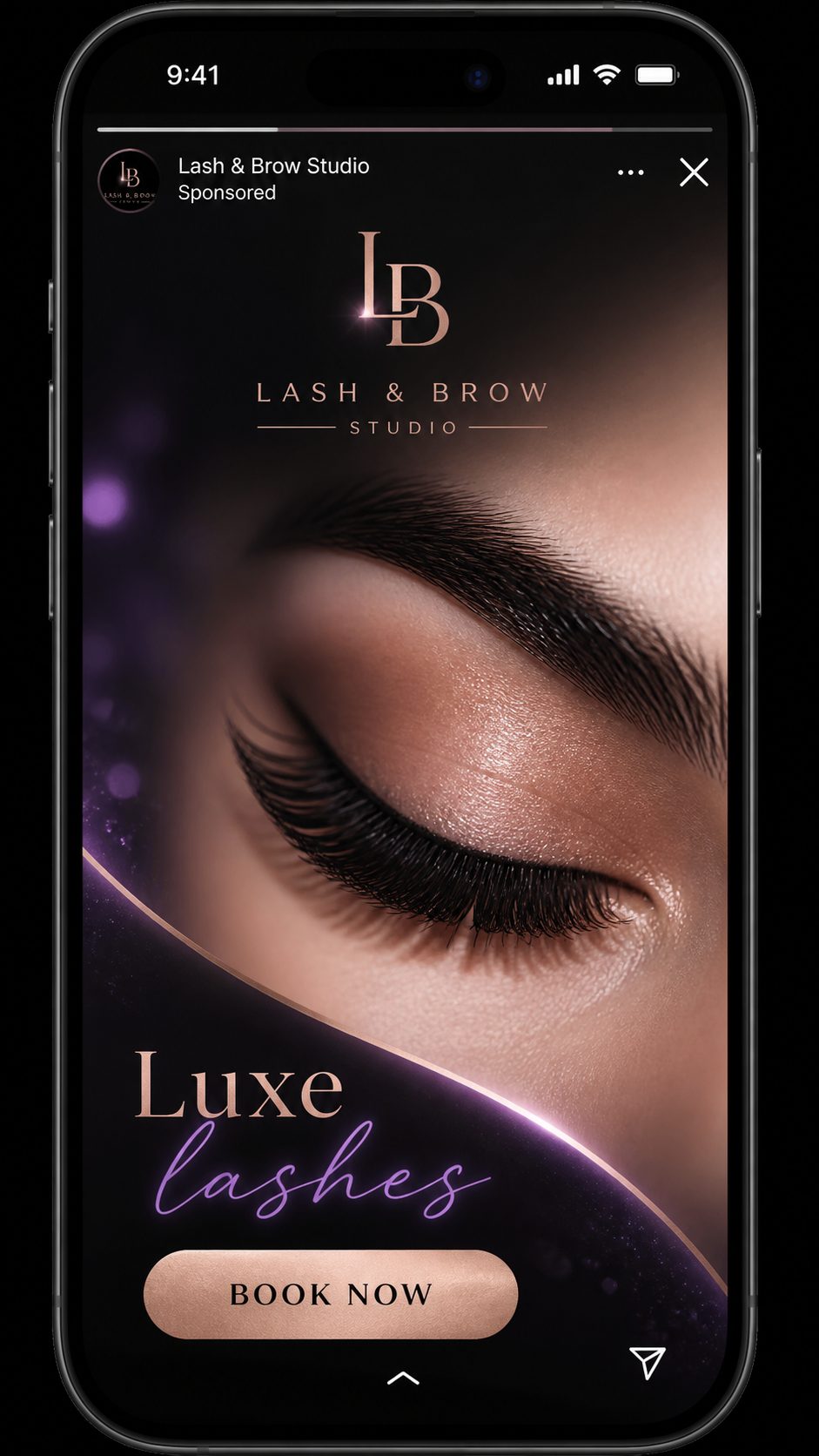 Lash studio Instagram ad creative — Adsify case
